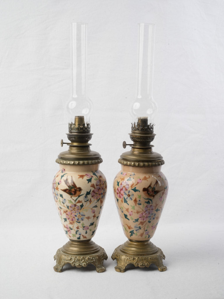 Hand-painted floral bird motifs  