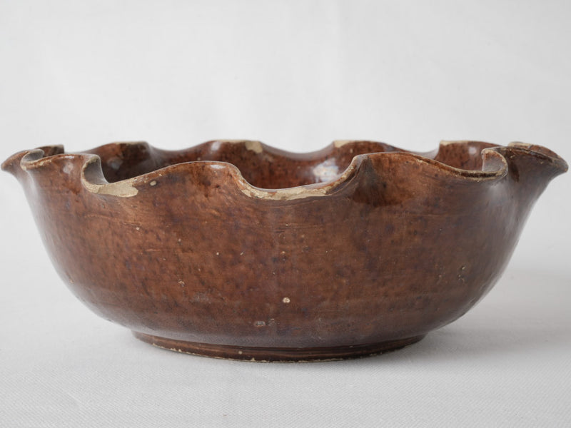 Hand-crafted scalloped ceramic bowl