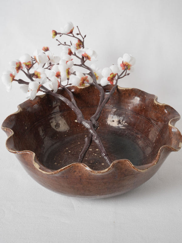 Antique French glazed ceramic fruit bowl