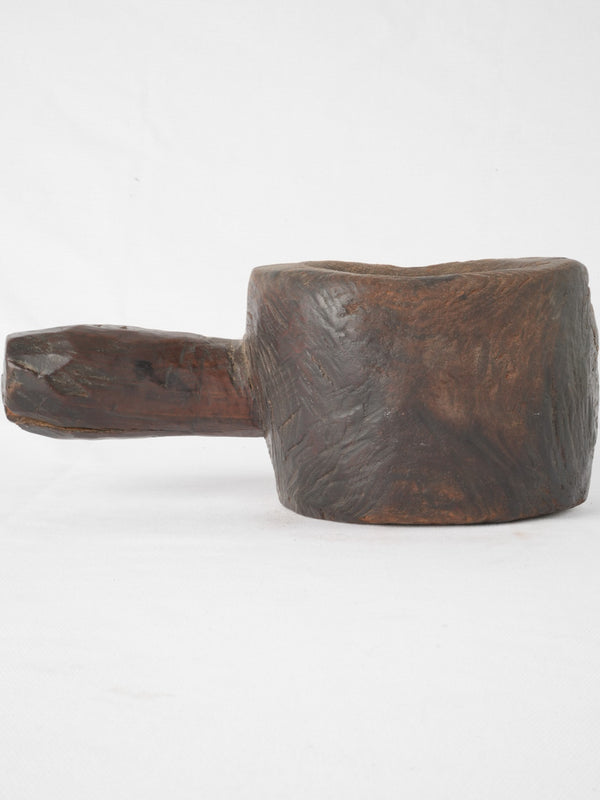 Antique French Wooden Mortar W/ Straight Handle 4¾"