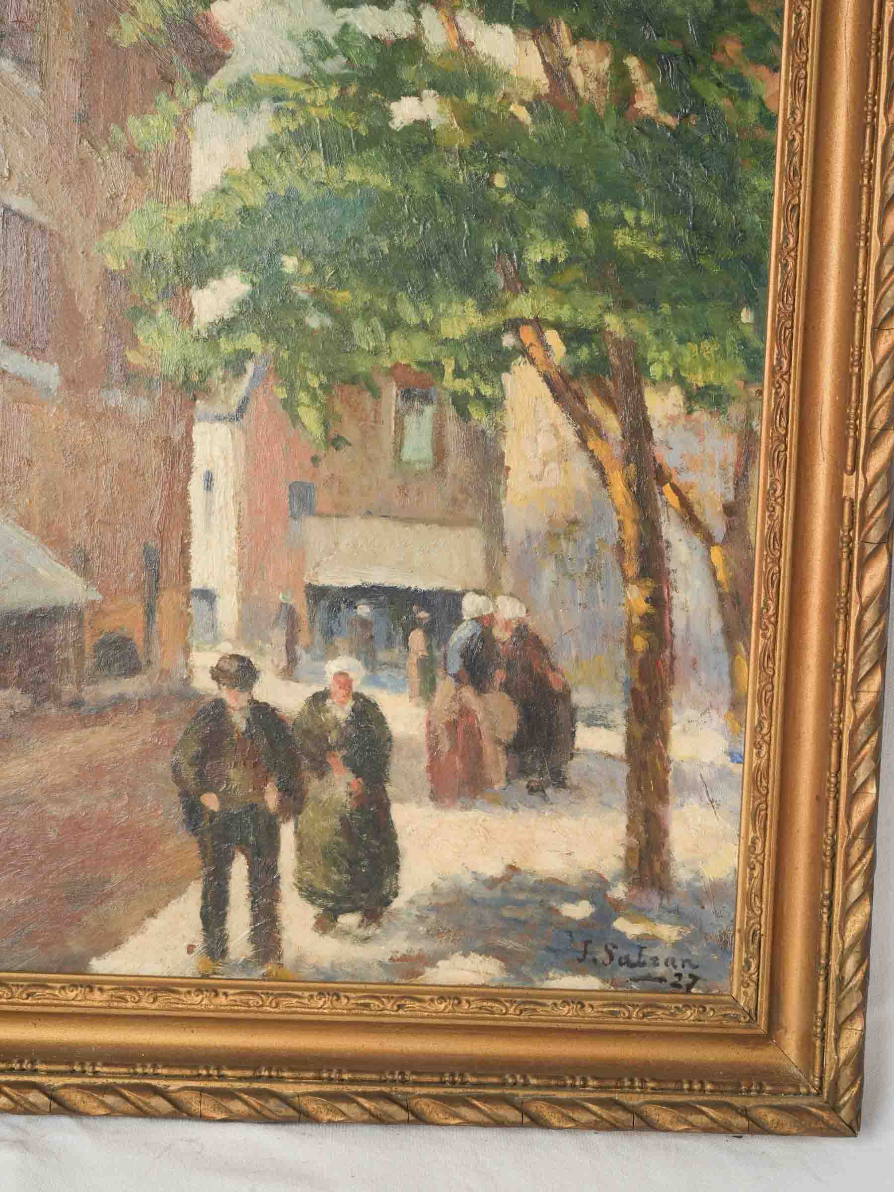 Antique Village Streetscape dated 1927 - 26" x 22½"