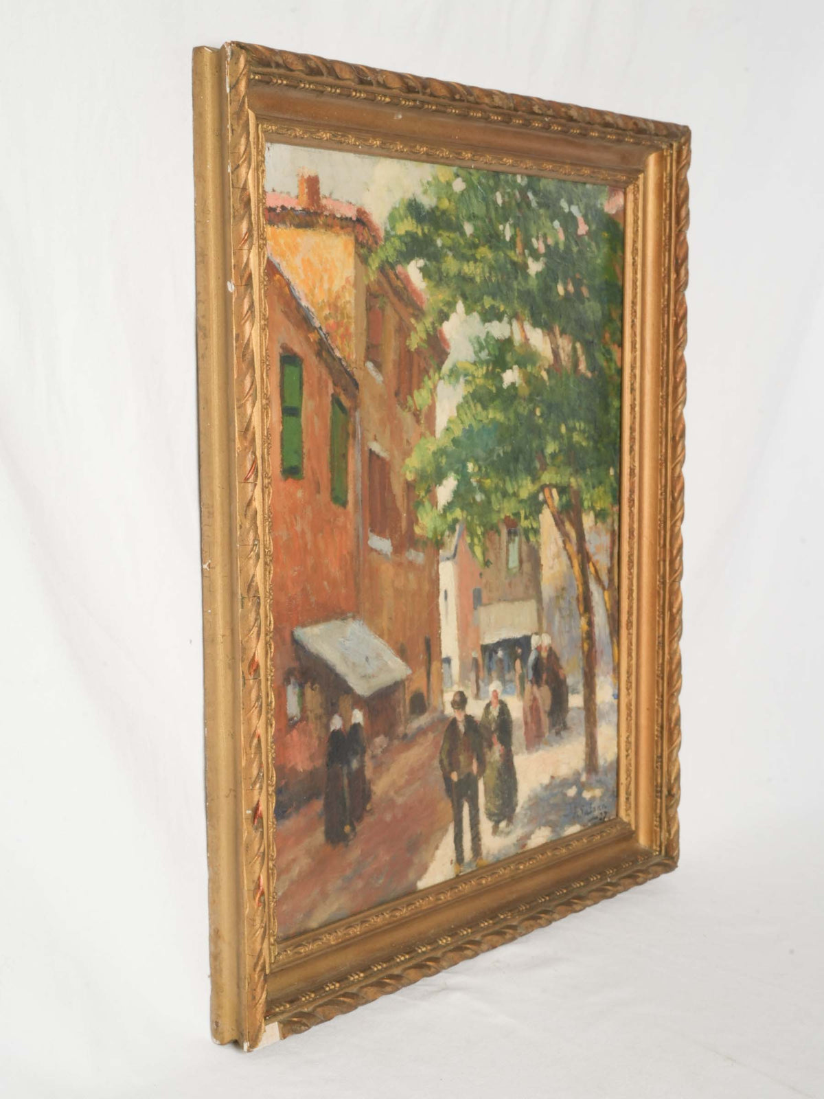 Antique Village Streetscape dated 1927 - 26" x 22½"