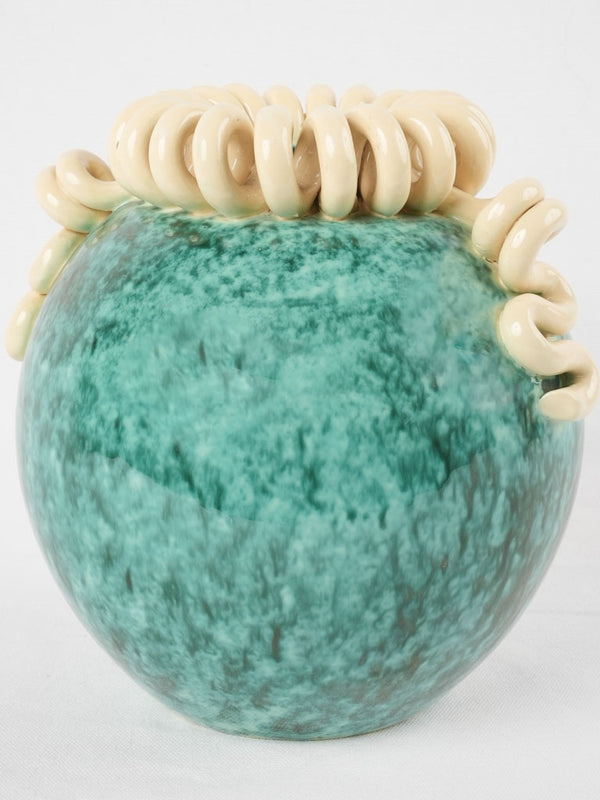 Saint Radegonde vase - turquoise & cream 9¾"
