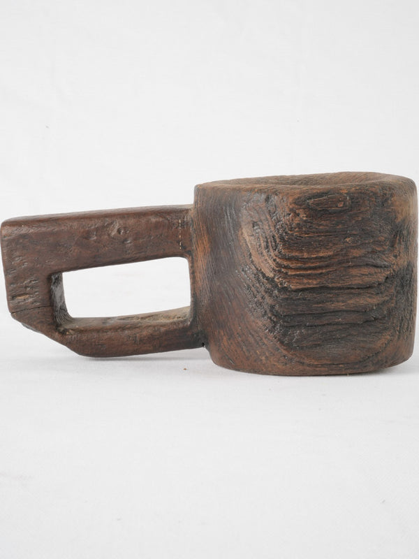 Antique French Wooden Mortar w/ Loop Handle 4¾"