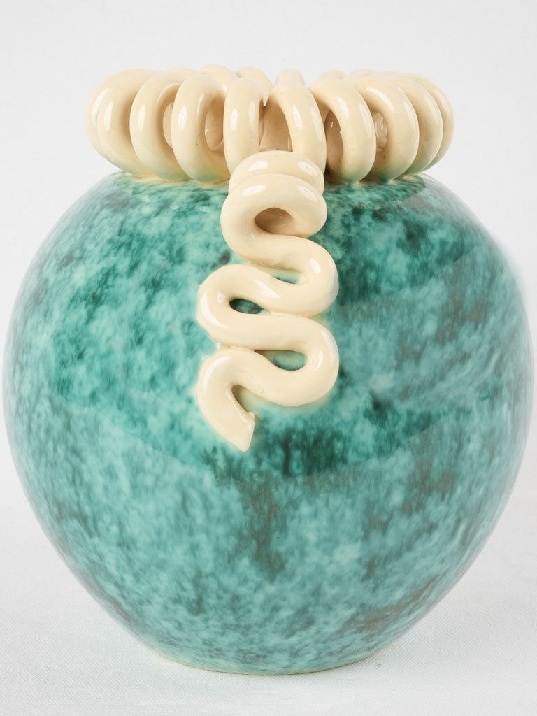 Turquoise sculptural spiral atelier vase