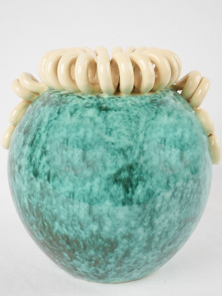 Collectible blue-green finish designer vase