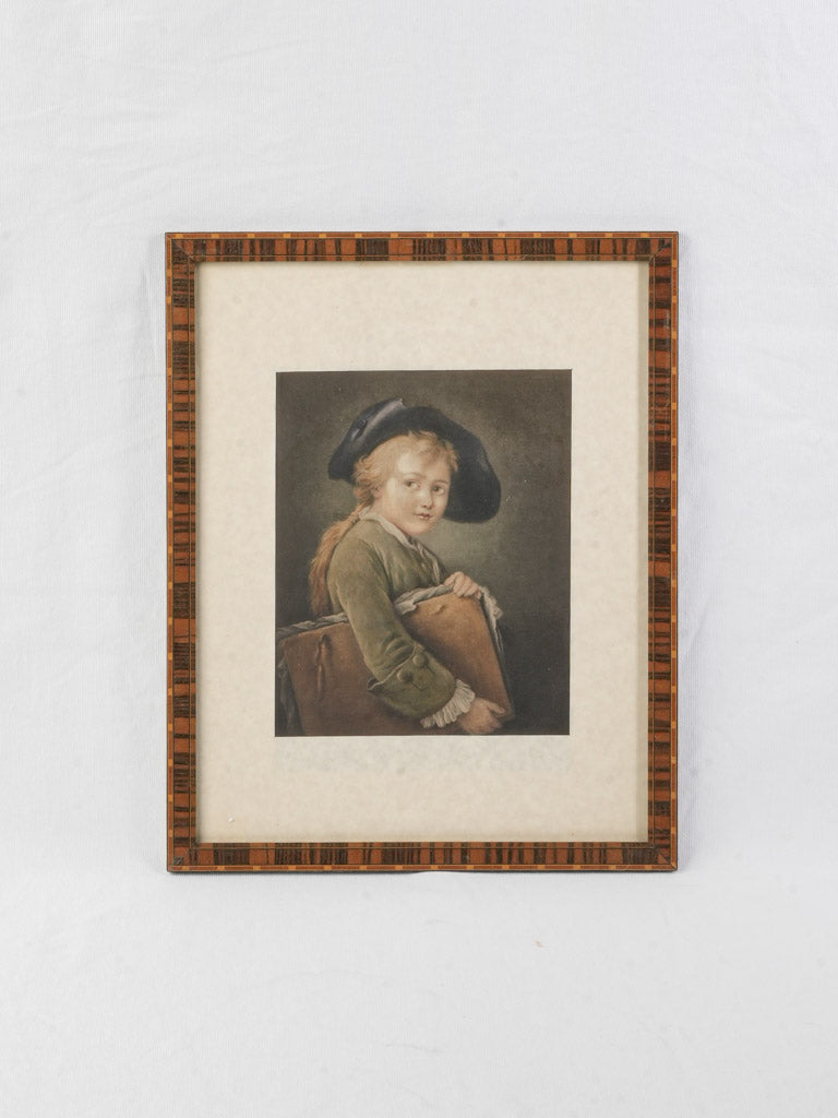 Antique ornate marquetry framed portrait