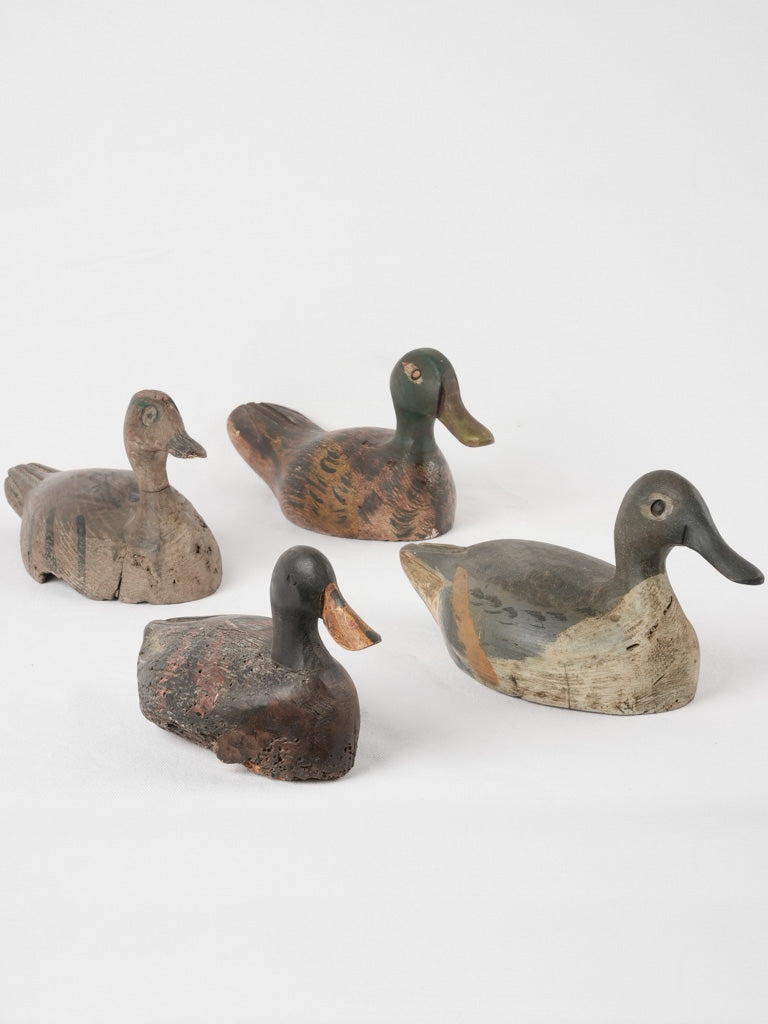 4 antique wooden decoy ducks 11"