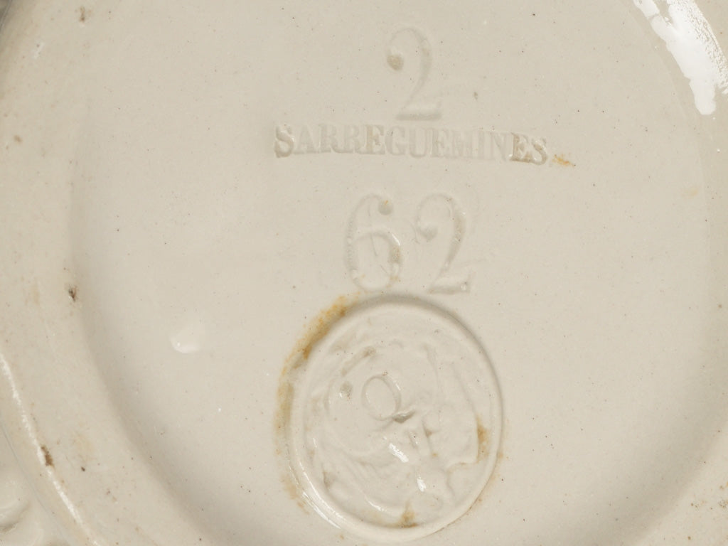 Antique French Sarreguemines embossed water jug
