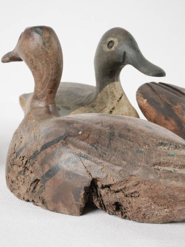 4 antique wooden decoy ducks 11"