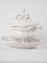 Moustiers soup tureen and platter - white