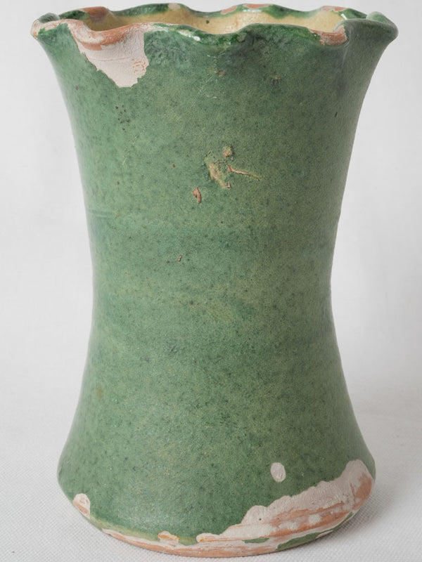 Vintage French Green Scalloped Vase