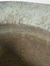 Handcrafted verdigris copper cauldron vintage