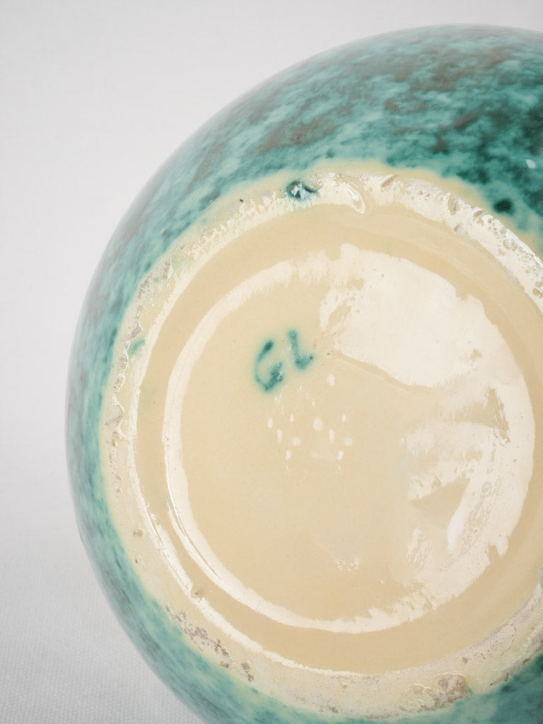Aesthetic turquoise cream spiral vase