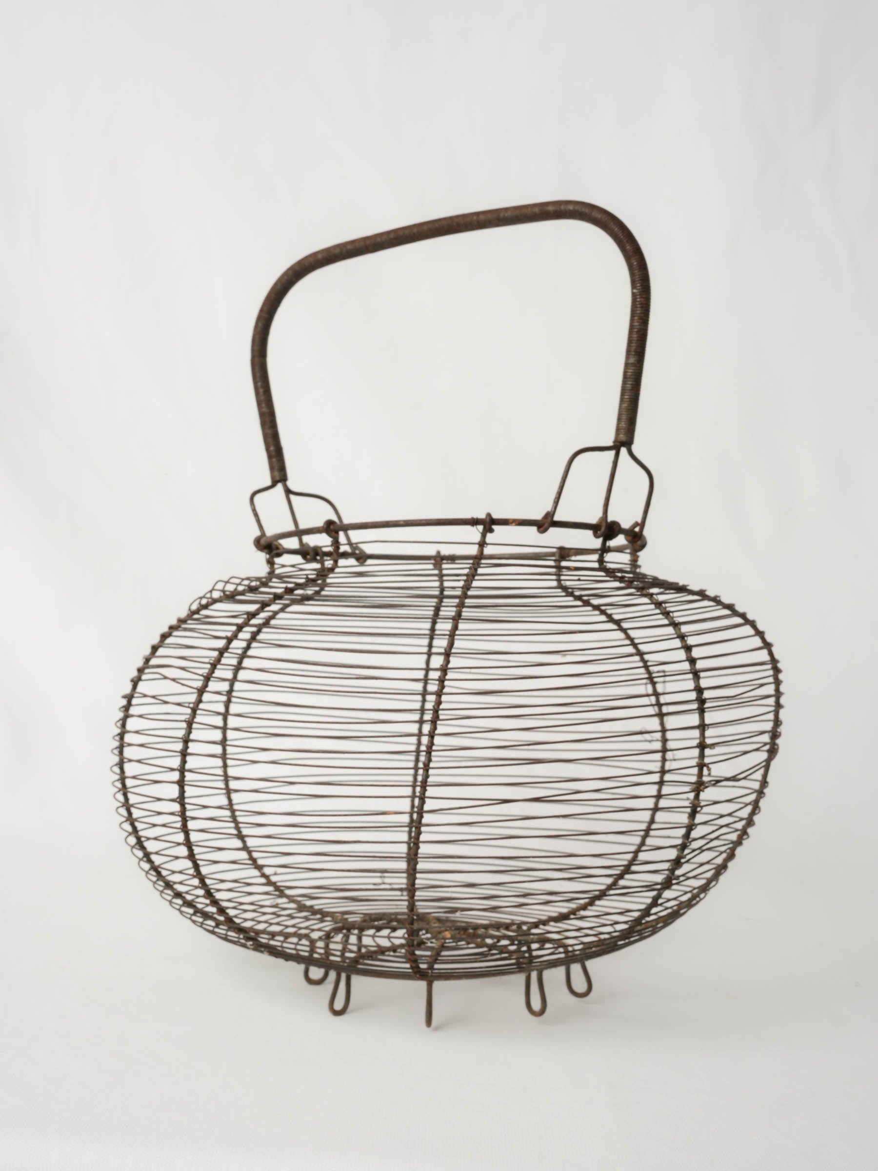 Antique French Wire Salad Basket w/ Swing Handle