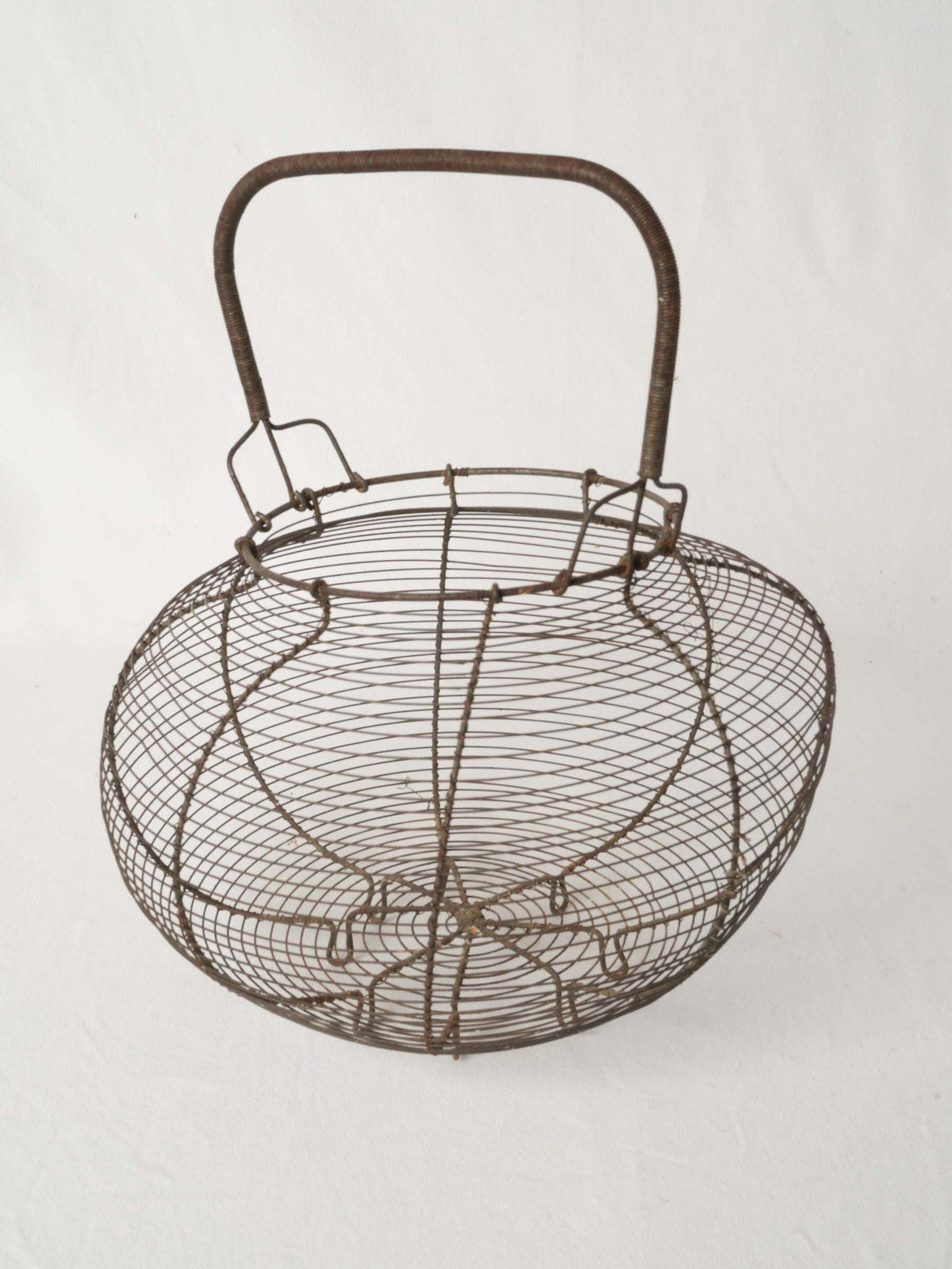 Antique French Wire Salad Basket w/ Swing Handle
