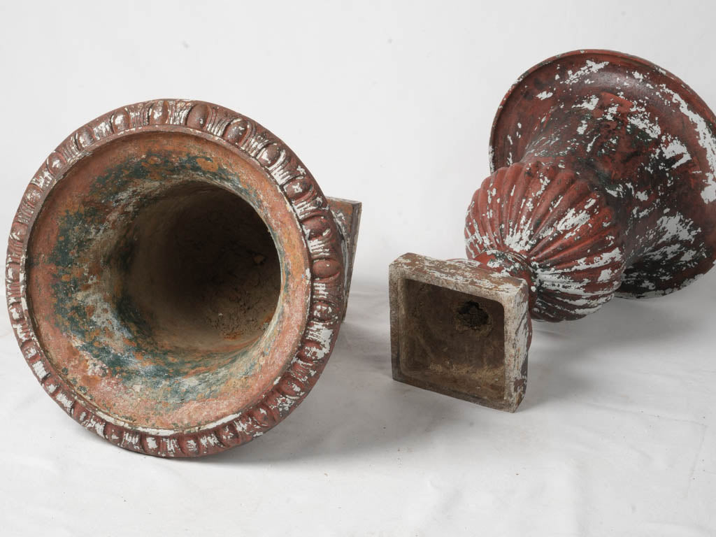Distinctive colorful antique urns  