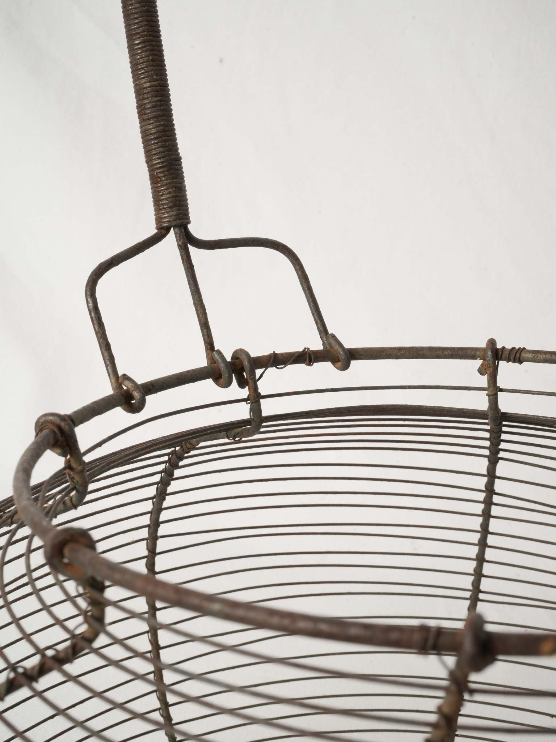 Antique French Wire Salad Basket w/ Swing Handle