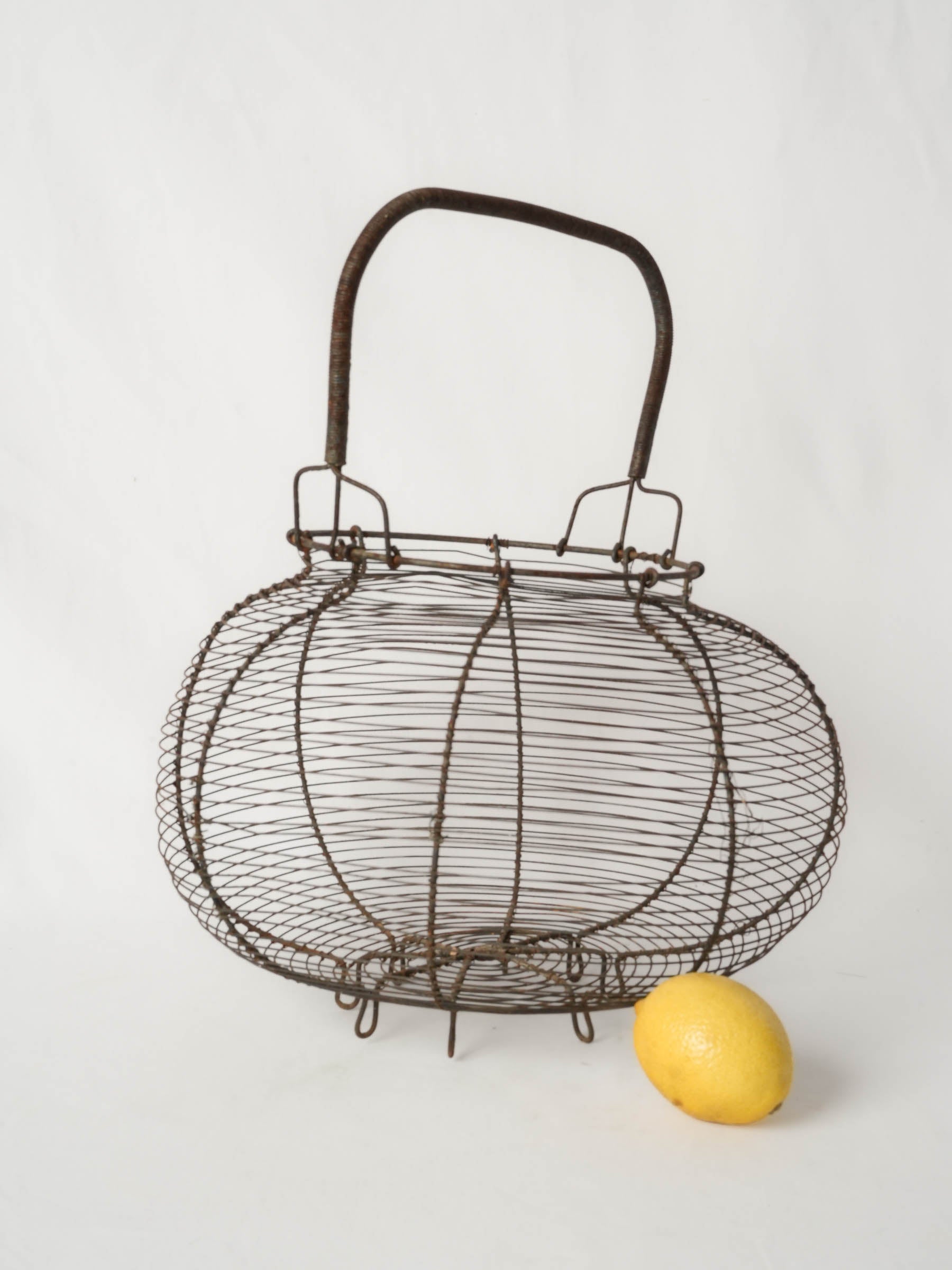 Antique French Wire Salad Basket w/ Swing Handle