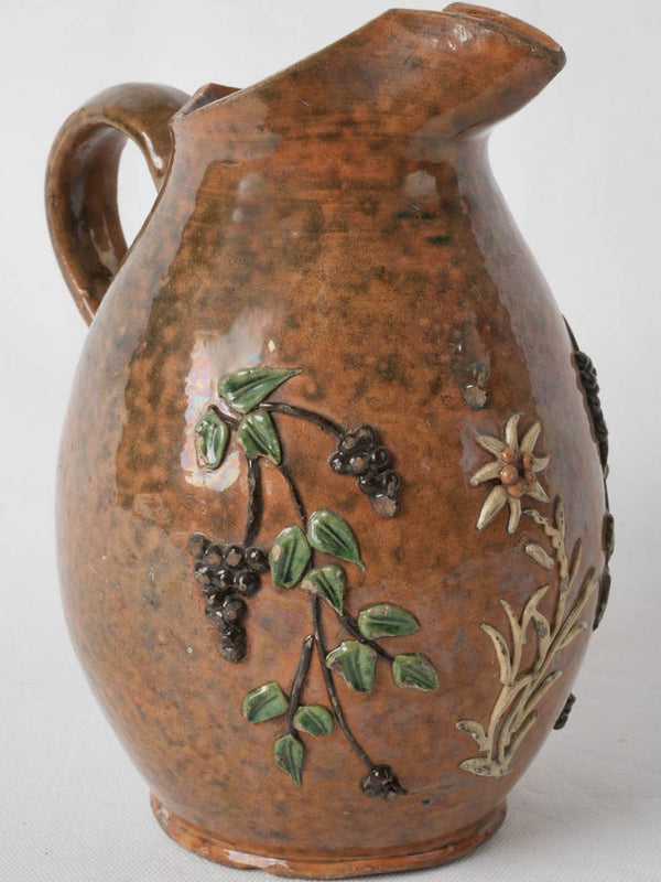Antique Savoyard French mountain ceramic pitcher