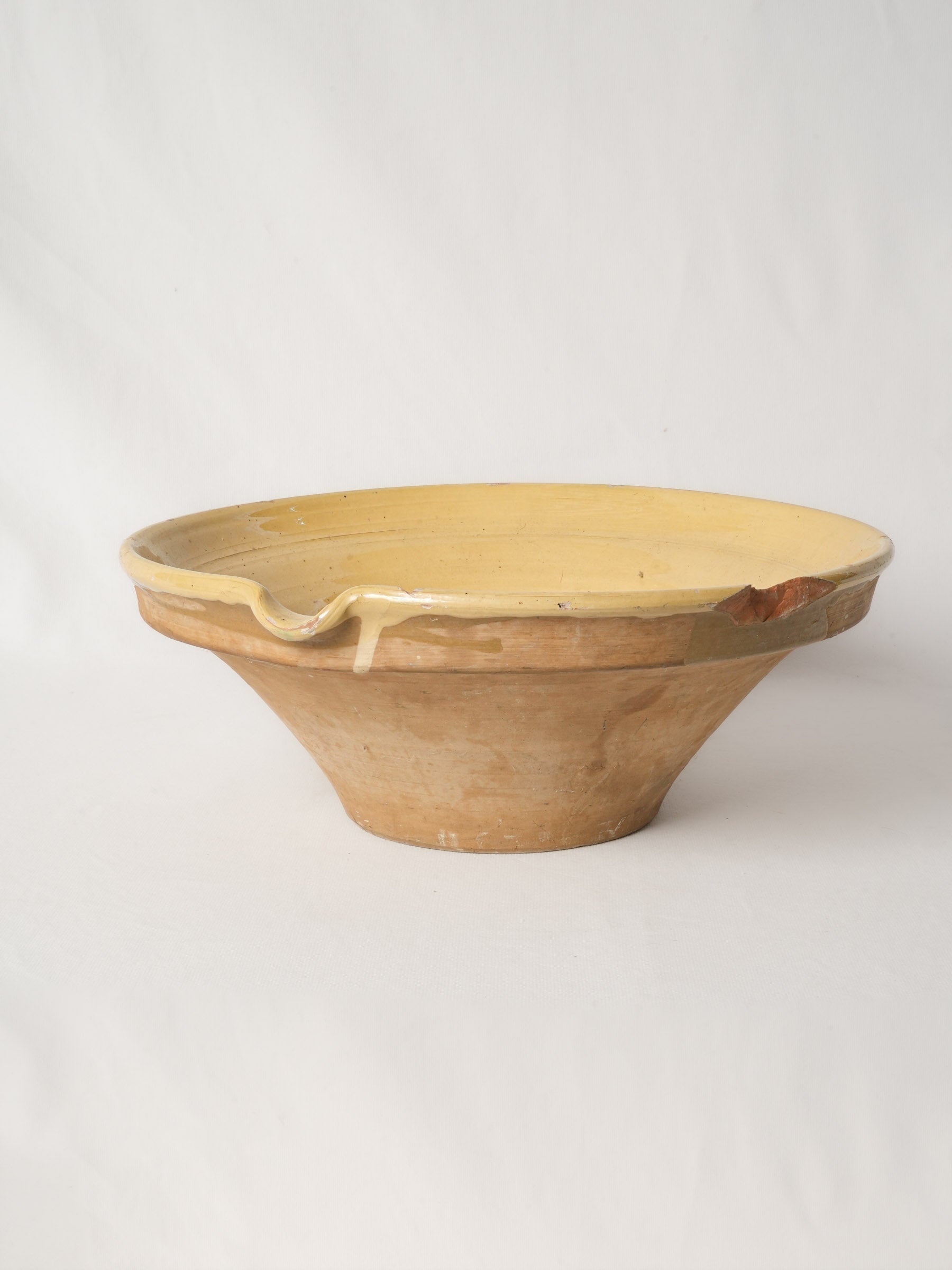 Large 19th Century French Terracotta Tian Bowl w/ Honey Glaze 16½"