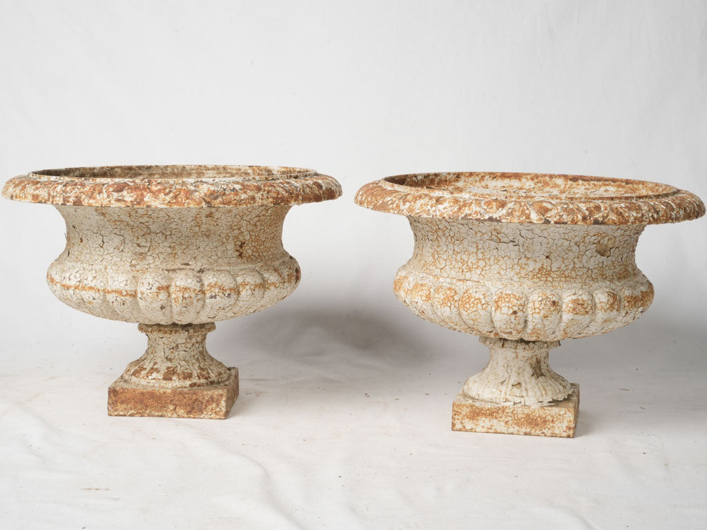 Distinctive rust patina iron planters  
