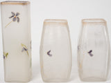 3 Pâte de verre vases w/ Violets 6¾"