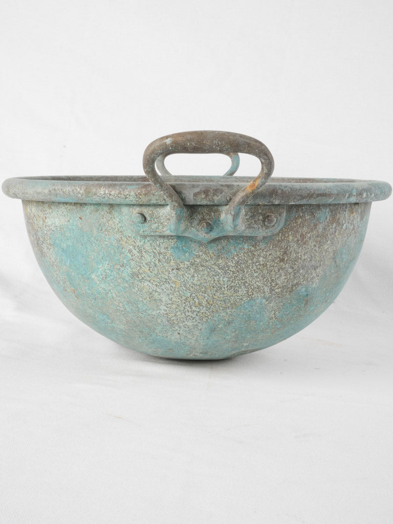 Aged French green patina cooking bowl