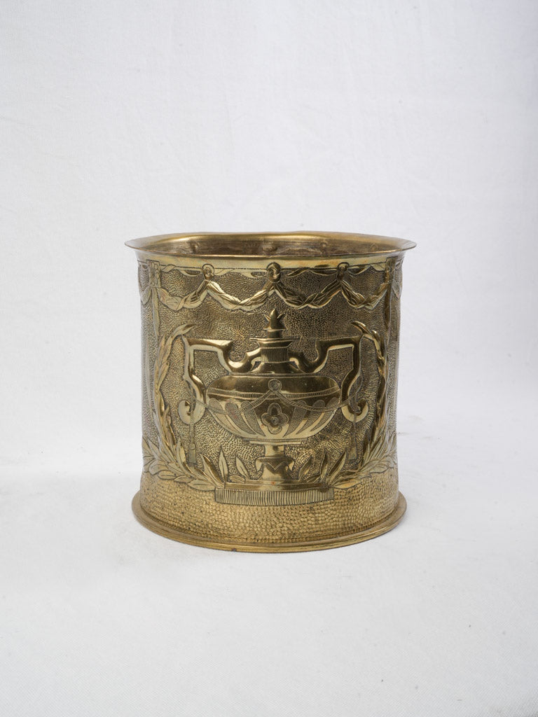 Antique brass trench art vase  