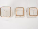 3 Pâte de verre vases w/ Violets 6¾"