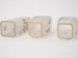 3 Pâte de verre vases w/ Violets 6¾"