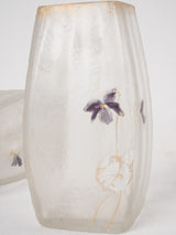 3 Pâte de verre vases w/ Violets 6¾"