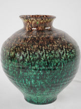 Brown & green speckled vase 9"