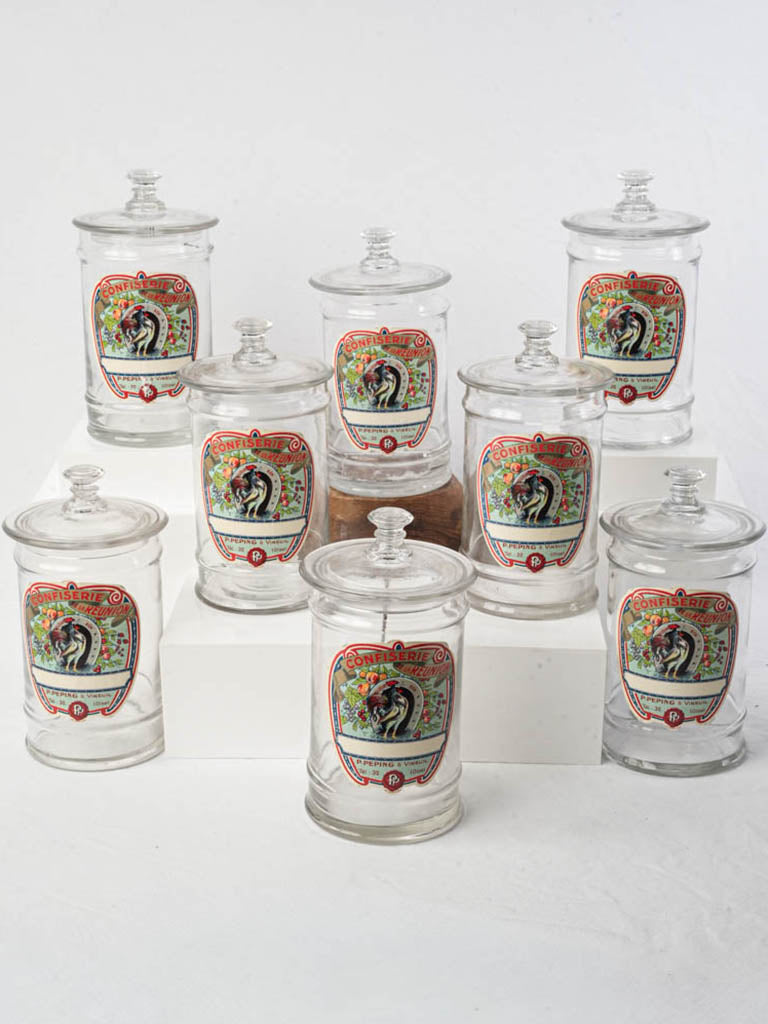 Vintage French glass candy jars