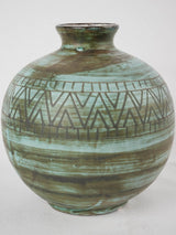 A. Maunier Vallauris turquoise & brown w/ zigzag 8¾"