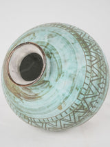 A. Maunier Vallauris turquoise & brown w/ zigzag 8¾"