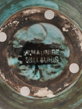 A. Maunier Vallauris turquoise & brown w/ zigzag 8¾"