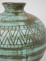 A. Maunier Vallauris turquoise & brown w/ zigzag 8¾"