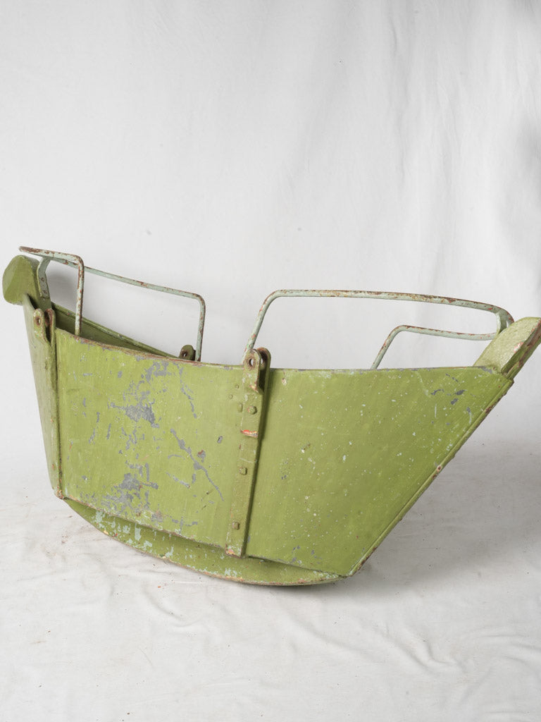 Vintage green metal swing basket