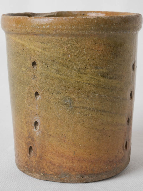 Antique, French, perforated, glazed faisselle cheese pot