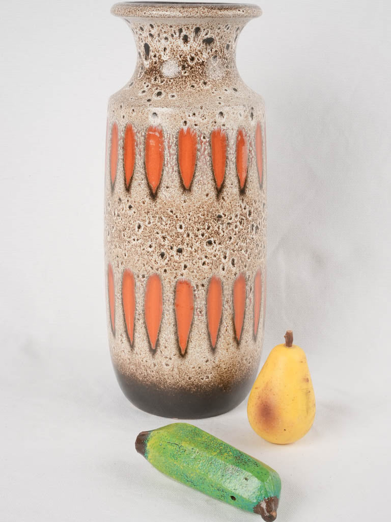 Tall vase speckled brown w/ orange - Scheurich Keramik 16½"