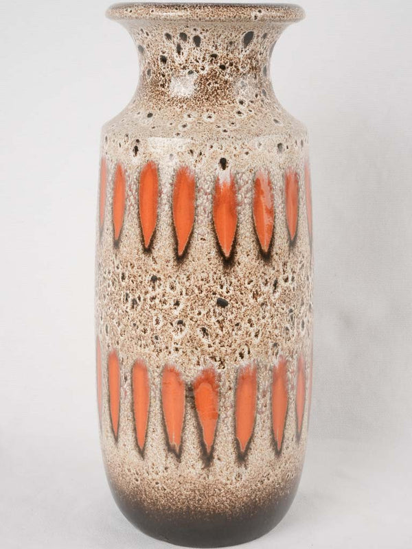 Tall vase speckled brown w/ orange - Scheurich Keramik 16½"