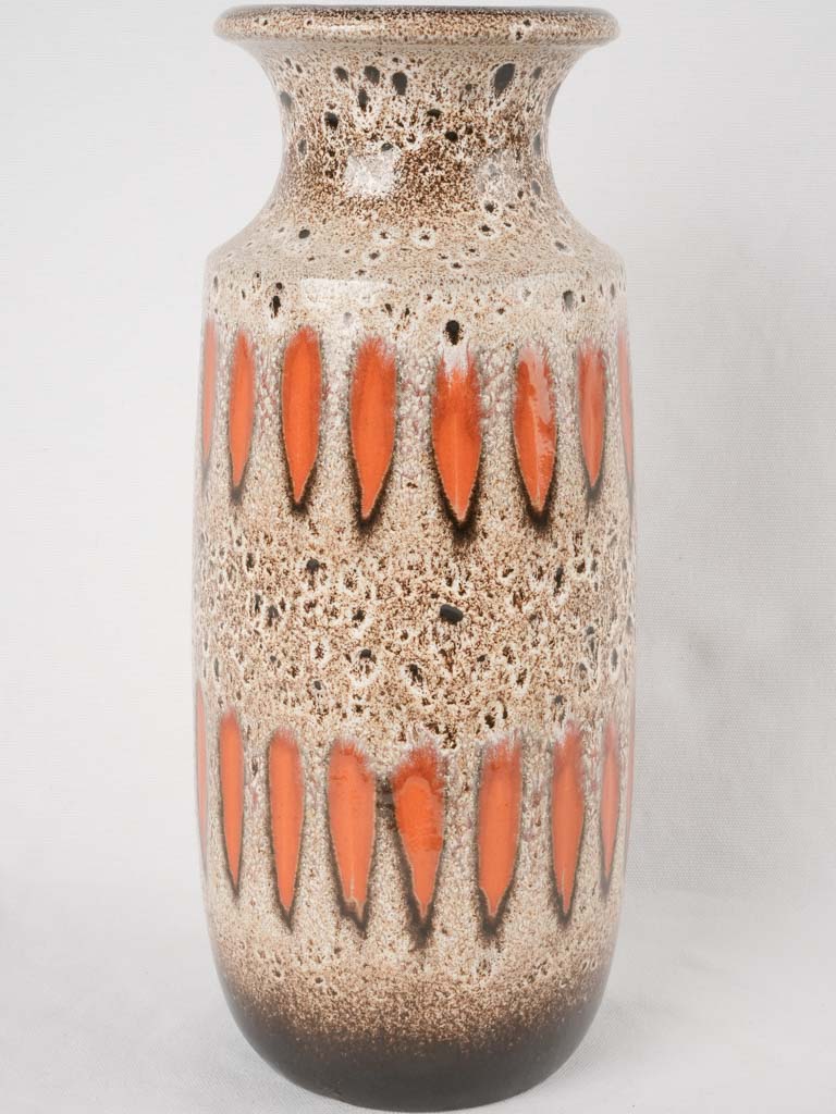 Tall vase speckled brown w/ orange - Scheurich Keramik 16½"