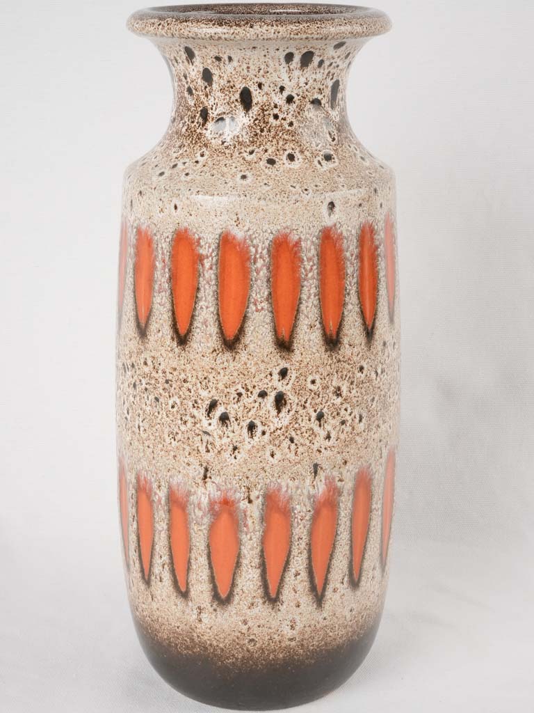 Tall vase speckled brown w/ orange - Scheurich Keramik 16½"