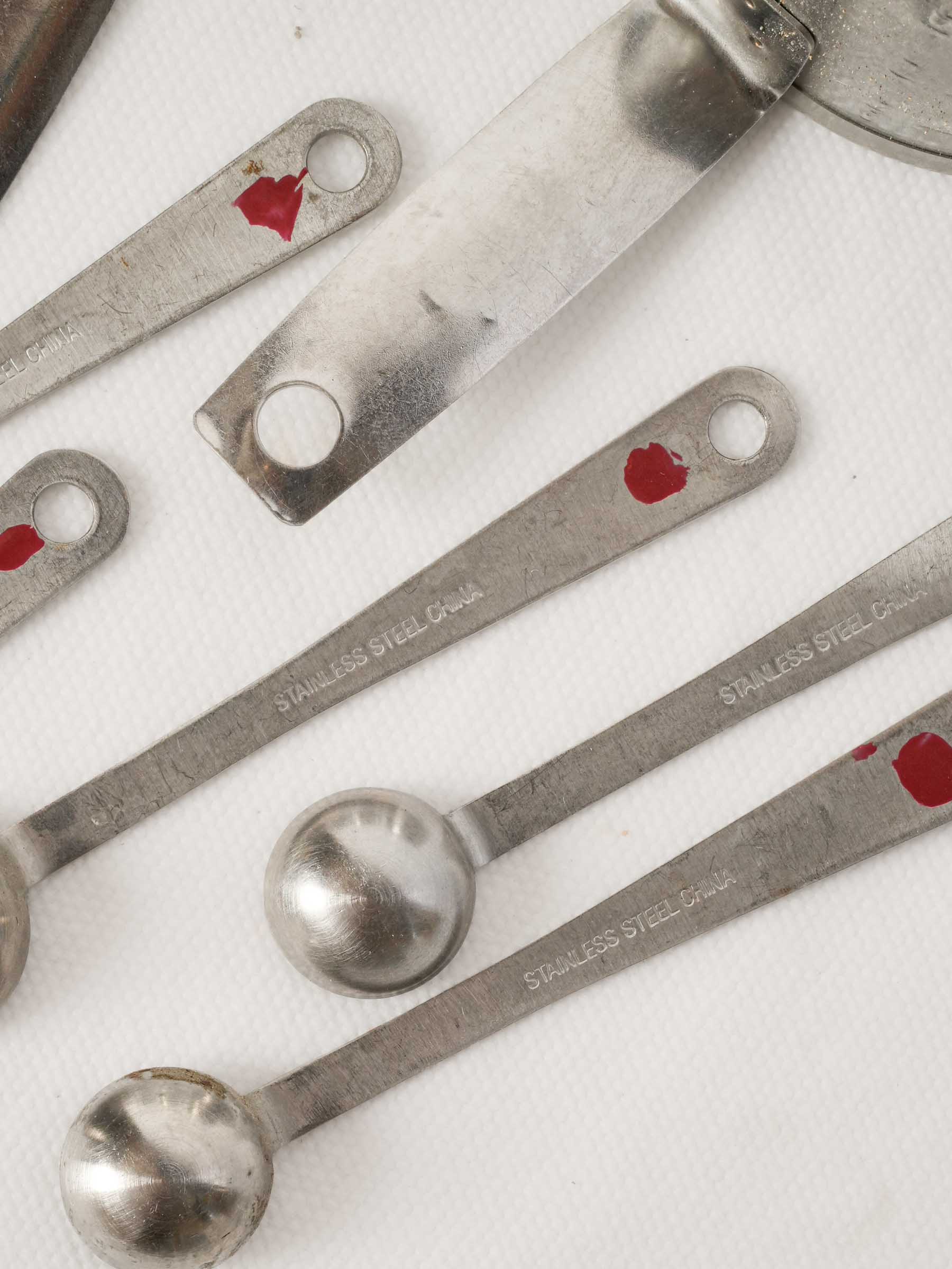 Vintage French Stainless Steel Measuring Cups with Peg Rails