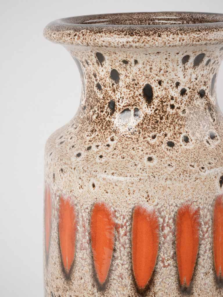 Tall vase speckled brown w/ orange - Scheurich Keramik 16½"