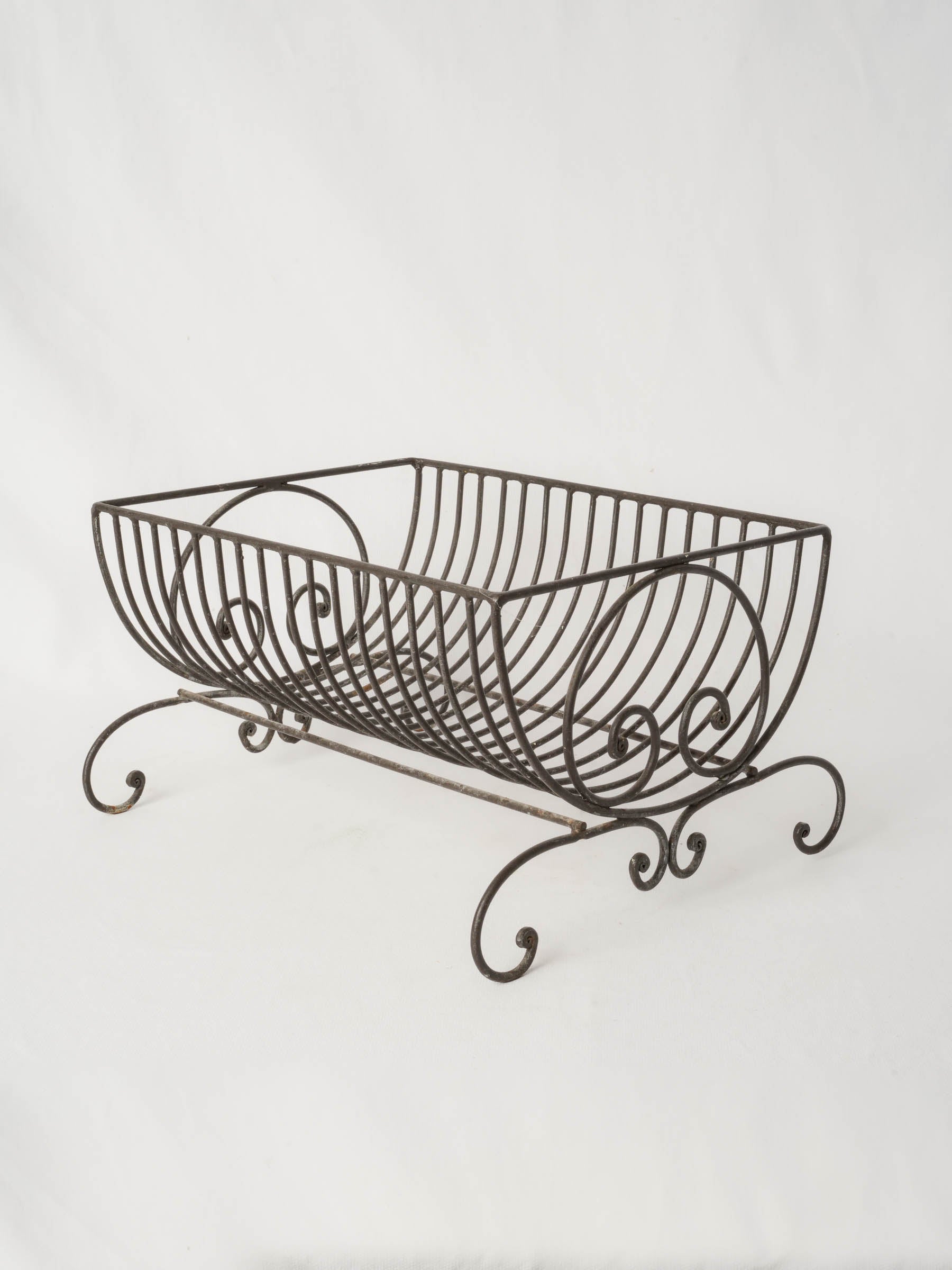 Semi-circular Vintage French Metal Dish Rack w/ Pretty Scrolls