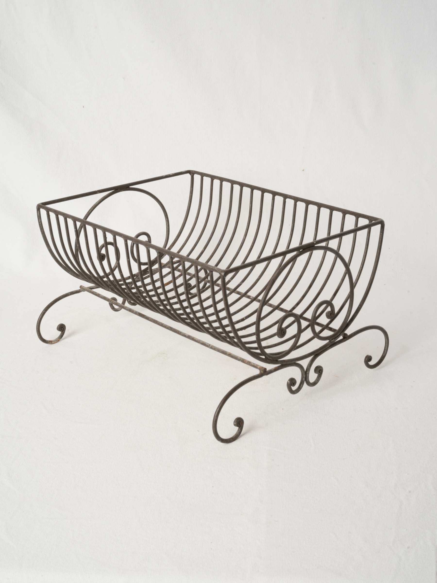 Semi-circular Vintage French Metal Dish Rack w/ Pretty Scrolls