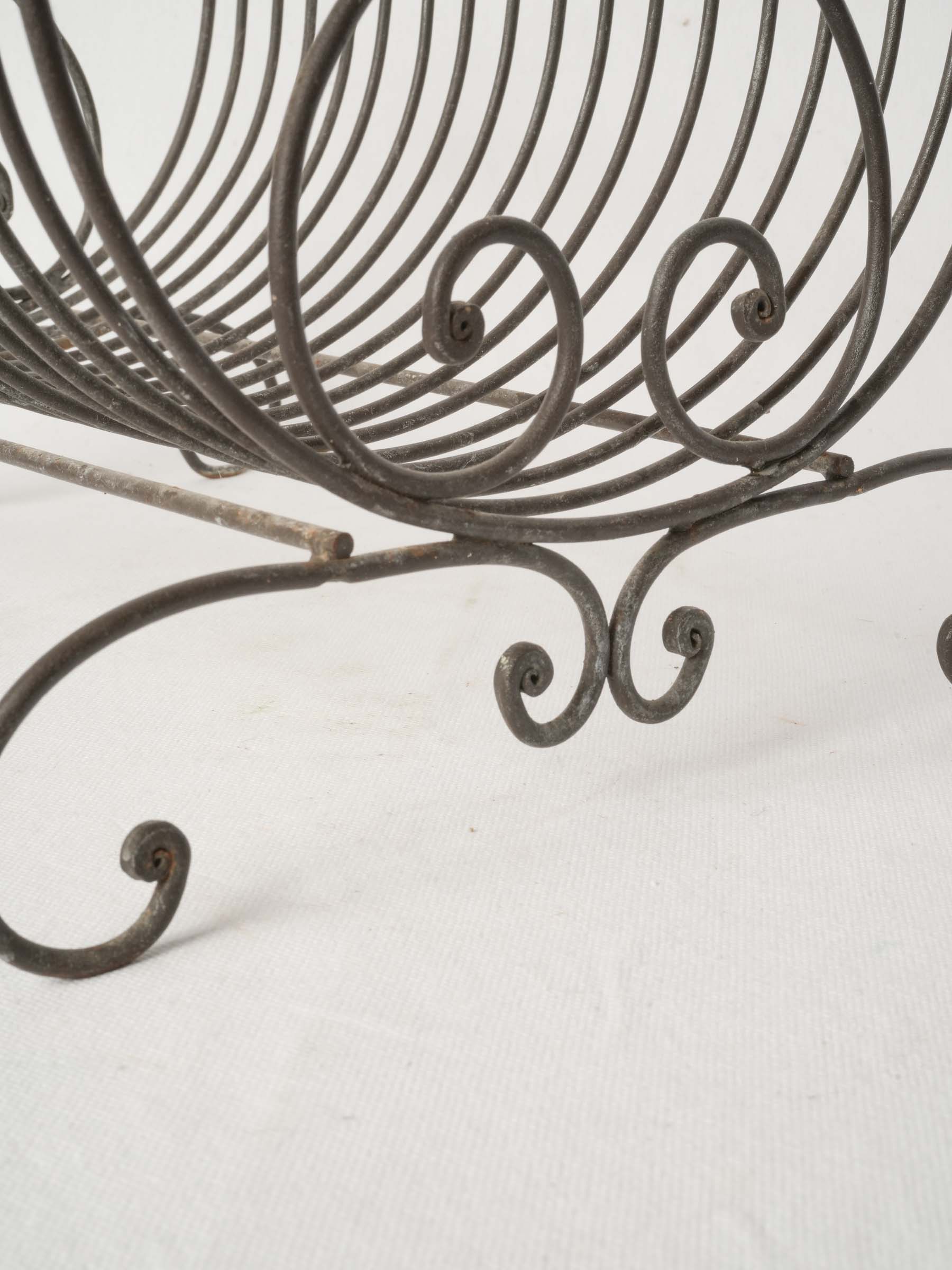 Semi-circular Vintage French Metal Dish Rack w/ Pretty Scrolls