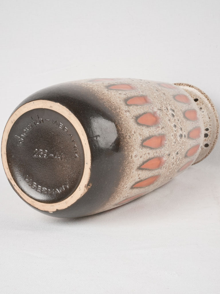 Tall vase speckled brown w/ orange - Scheurich Keramik 16½"